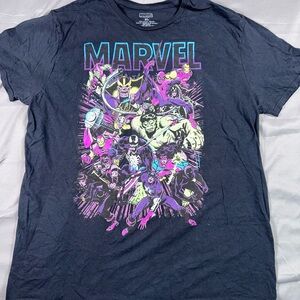 Marvel Men's Black and Purple Graphic Tee XL